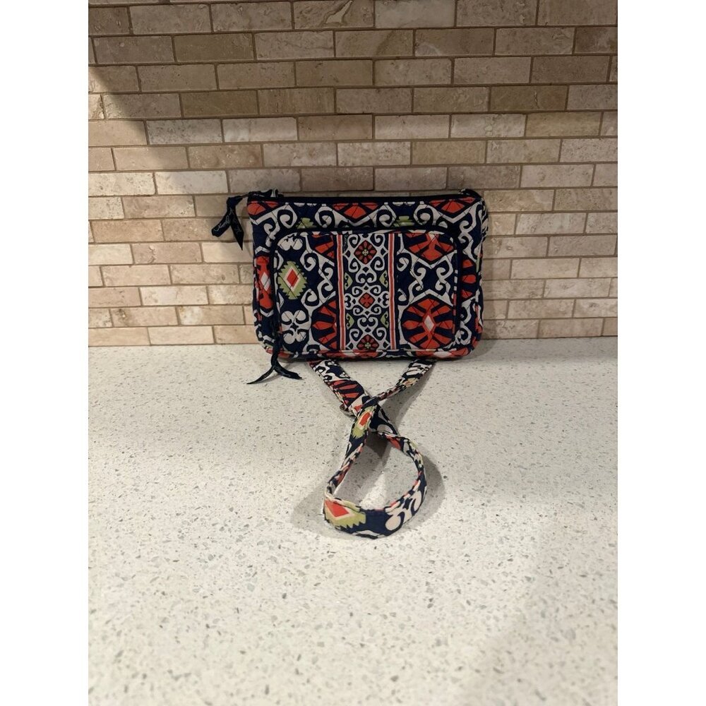 VERA BRADLEY Mini‎ Hipster Purse Sun Valley Blue Orange Cloth Crossbody (g16)